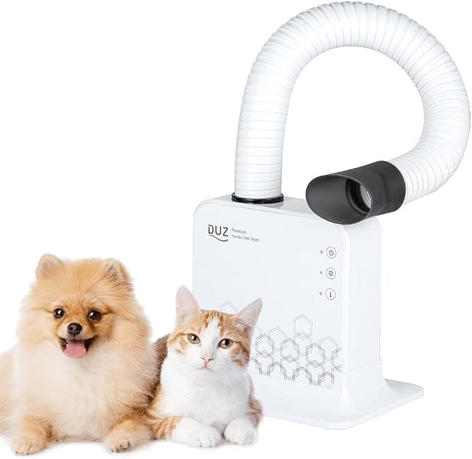 DUZ V2 Quiet Hands-Free Pet Dryer with Stand, Low-Noise Grooming Dryer for Small Dogs and Cats, 1-Year Warranty