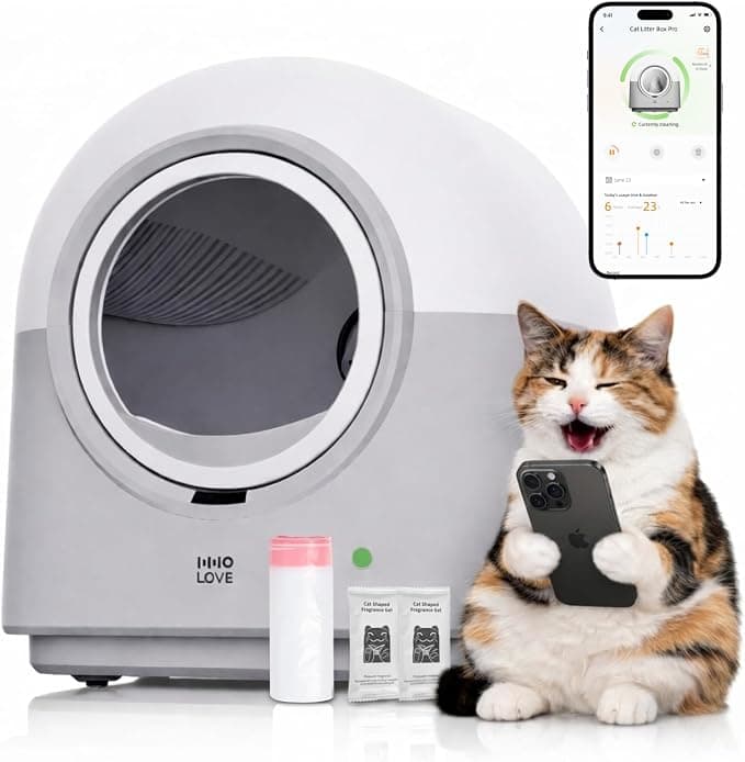 HHOLOVE Self Cleaning Litter Box Automatic with Safety Sensors, Odor Control, Ultra-Quiet, 60L Large Capacity for Multiple Cats, 2026 Version