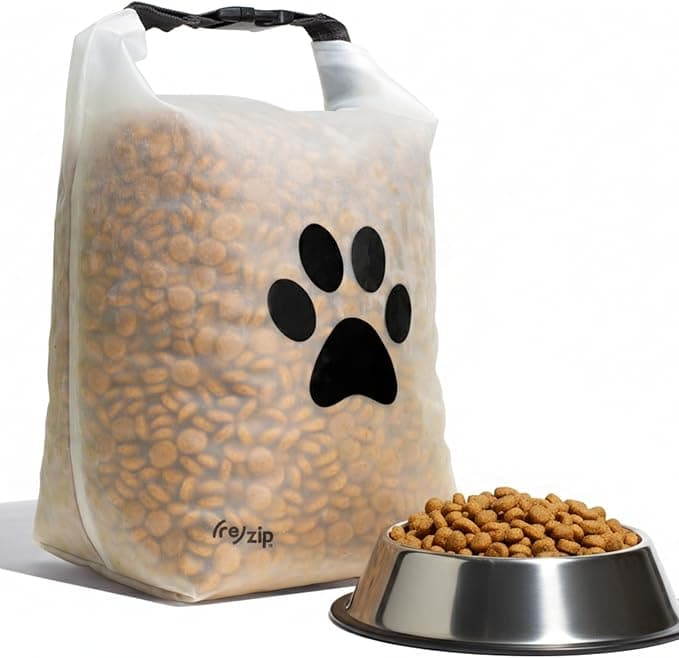 (re)zip Large Roll Top Pet Dry Food Storage Bag 40-Cup, BPA-Free, Food-Grade, Pet-Safe, Freshness Seal for Camping, Long Term Boarding, Travel & Daily Use, Machine Washable
