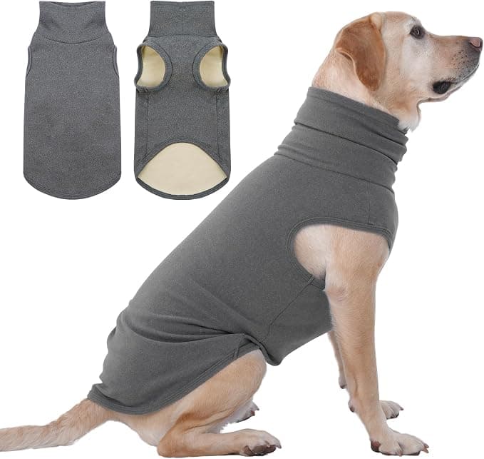 IECOii XXL Dog Sweater - Elastic Fleece Vest with Turtleneck, Grey, XX-Large, Warm Christmas Winter Sweater for Big Dogs Like Pitbulls, Turtleneck Dog Fleece Sweater Coat Cozy Pet Pajamas Sweatshirt