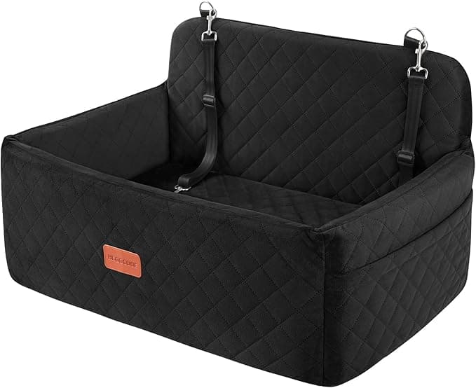 HEGGCOOE Dog Car Seat for Medium/Large Dogs, Pet Booster Seat for Under 55 lbs or 2 Small Dogs, Detachable and Washable Dog Car Bed for Backseat with 2 Safety Leashes