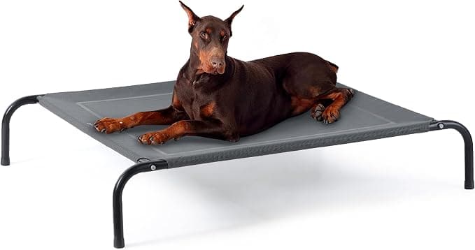 Bedsure Outdoor Elevated Cooling XL Dog Bed for Extra Large Dog, 54in Grey | Portable Raised Camping Pet Cot Hammock, Breathable Teslin Mesh, Weather Resistant, For XL Dogs Up to 120 lbs, Easy to Assemble