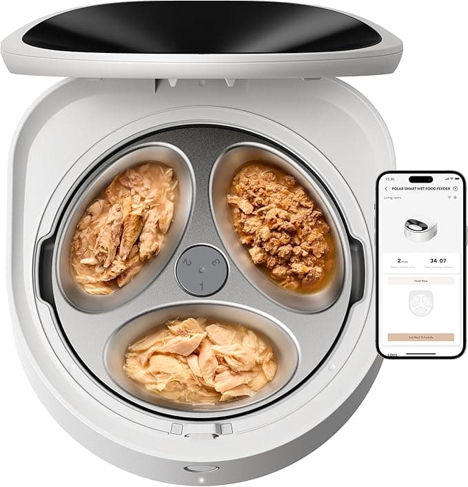 PETLIBRO Automatic Wet Cat Feeder with Refrigeration 2026 New Version, App-Controlled Cat Food Dispenser with Semiconductor Cooling, 3 Fresh Meals for 3 Days, Stainless Steel Bowl, White