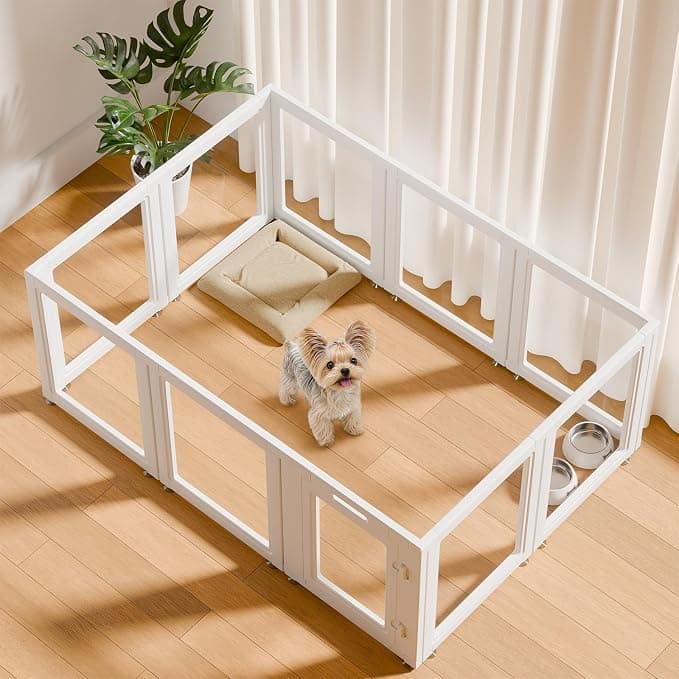 EVERFRONT Clear Acrylic Dog Playpen, Easy Assemble Acrylic Dog Playpen, Puppy Playpen, Cat Playpen, Small Animal Playpen, Dog Play Pen Indoors, 24 Inch, 10-Pack