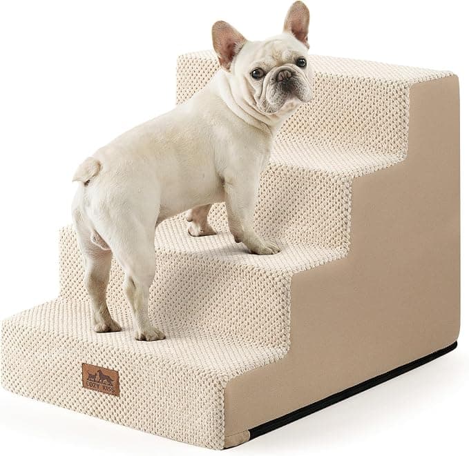 COZY KISS Dog Stairs for Small Dogs, 4 Tier Wider Pet Stairs for Couch and Beds, 17.7" H Non-Slip Dog Steps for Puppy, Small Medium Dogs and Cats