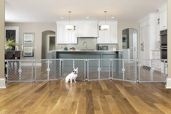Carlson 2-in-1 Super Wide Dog Gate & Pet Playpen, Configurable Plastic Pet Gate, Expands up to 192" Wide, Indoor/Outdoor Dog Pen, 26" Tall, Gray